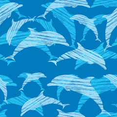 Naklejka premium seamless pattern with dolphins