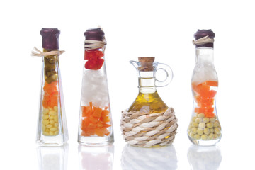 Decorative preserved vegetables and oil