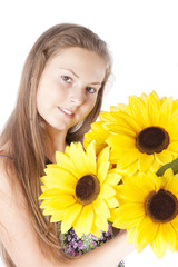 Girl on the white background