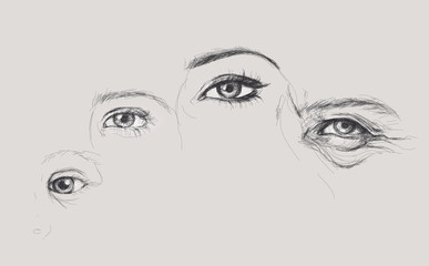 Human eye is changing in time / Realistic vector sketch