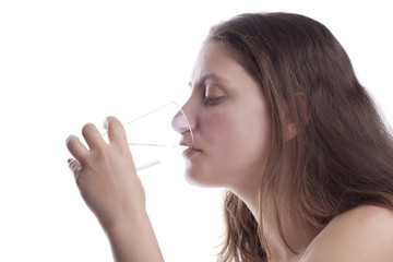 Woman's drinking water