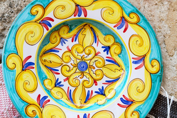 Closeup of a traditional sicilian pottery