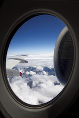 Fototapeta na wymiar window on the plane, in plane