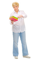 Senior woman with books