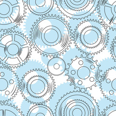 Vector seamless texture with mechanical  gear and cogwheel.