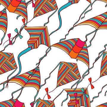 Vector kites for your design. Seamless pattern.