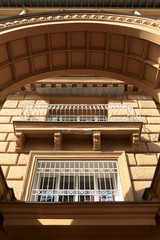 Arch and wall of building