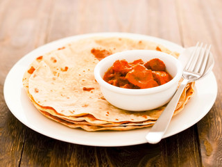 close up of indian chapati bread