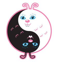 Cute rabbits yin yang