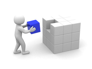 3d man - people with cubes