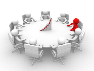 3D man sitting at a round table and having business meeting - 3d