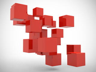 Abstract geometric shapes from cubes -- 3d render.