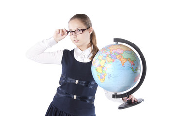 girl with globe