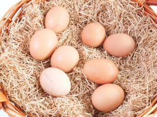 Eggs in wicker basket