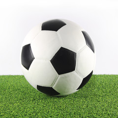 Fototapeta na wymiar Soccer ball on soccer field background