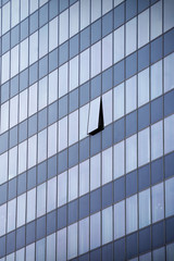 glass wall of skyscraper