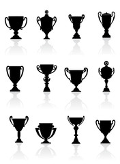 Set of sports trophies
