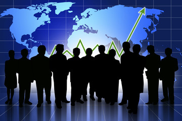 business people on  graph