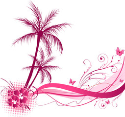 Fototapeta na wymiar Palm tree with wave design