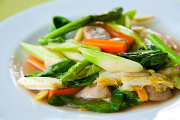 Stir-fried mix colorful vegetables and herb