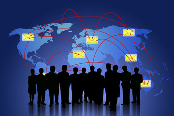 Businessman drawing  social network