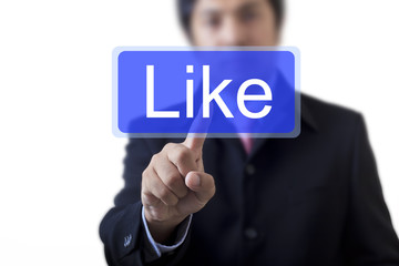 Hand with words  with a bright background