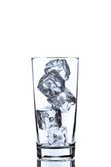 Empty Glass with ice Cubes