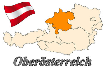 Obraz premium Oberösterreich Karte - Österreich