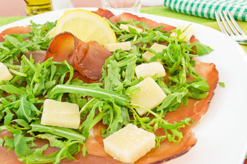 bresaola, arugula with shaved Parmesan