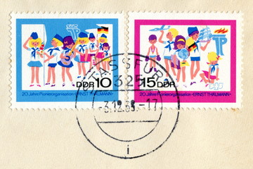 Canceled german stamps "Thälmann Pioneers"