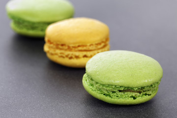 green and yellow macaroons