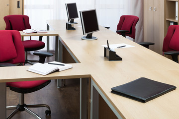 monitors on the desks