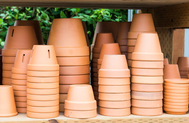 Display of clay or terracotta pots