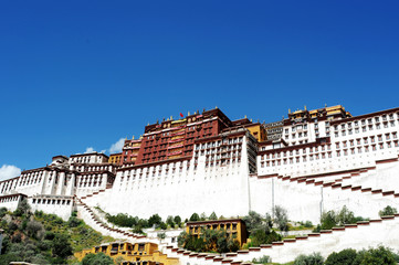 Landmark of the famous Potala Palace in Lhasa Tibet