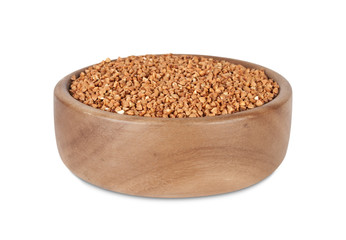 Buckwheat in  wooden bowl
