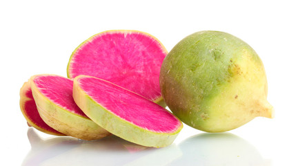 sliced radish isolated on white