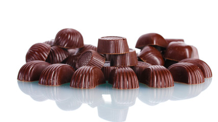 Many different chocolate candy isolated on white