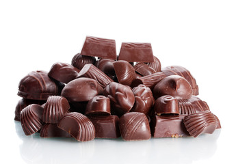 Many different chocolate candy isolated on white
