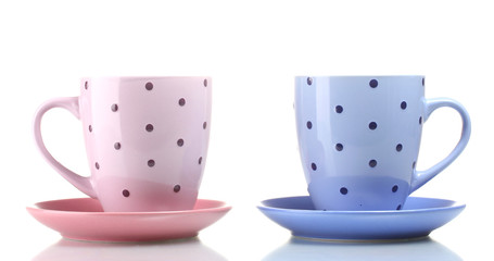Two color cups isolated on white