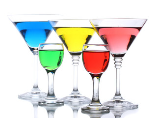 alcoholic cocktails isolated on white