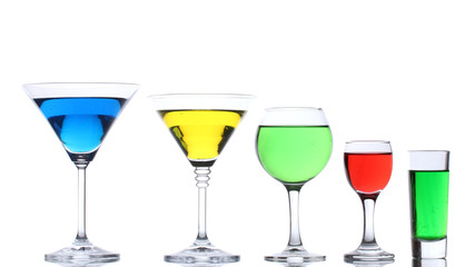 alcoholic cocktails isolated on white