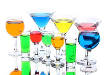 alcoholic cocktails isolated on white