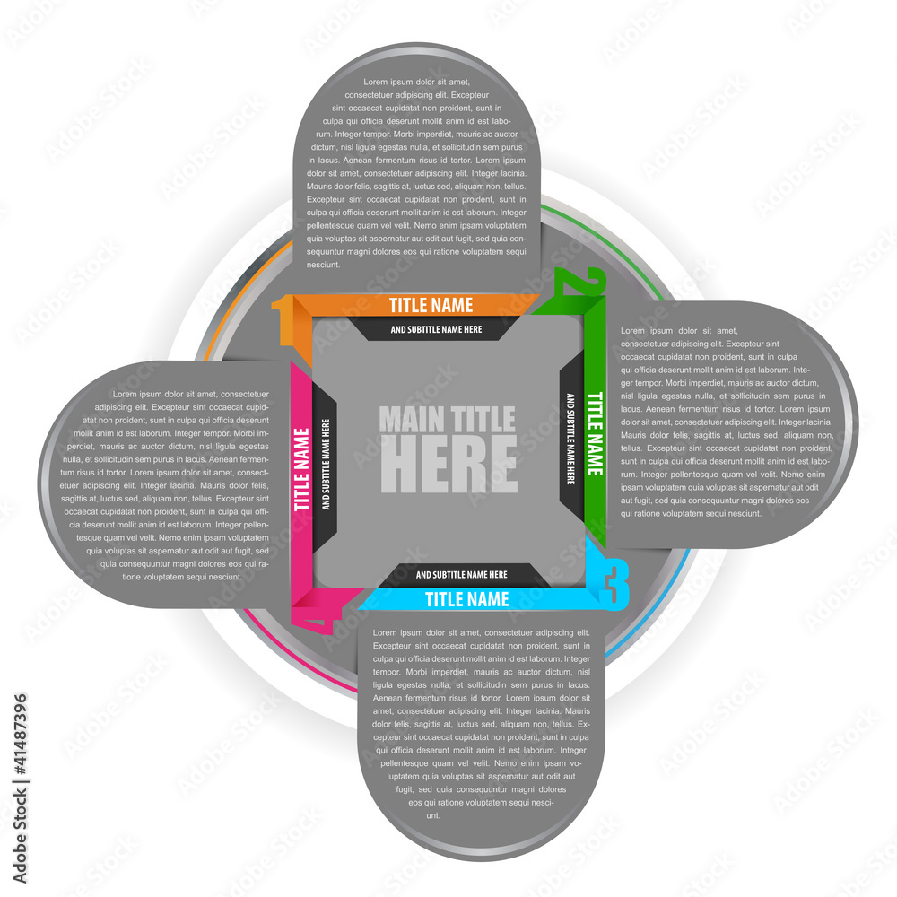 Fototapete Vector abstract cross scheme with four position