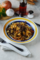 Pappardelle al cinghiale Pappardelle with boar 面食野猪