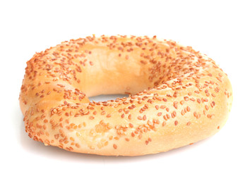delicious bagel with sesame seeds isolated on white