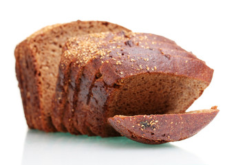 delicious sliced ​​rye bread isolated on white