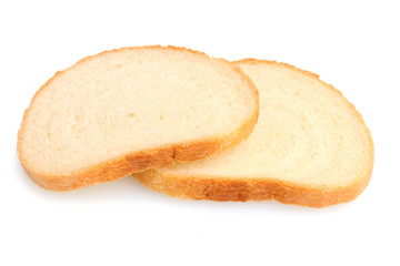 two slices of wheat bread isolated on white