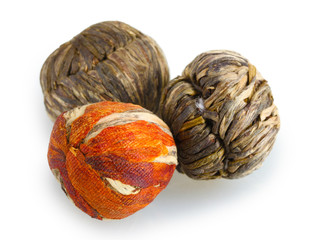 floral tea balls isolated on white