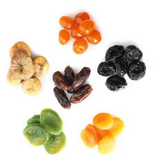 Dried fruits isolated on white
