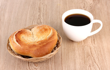 Classical breakfast. Coffee and bun